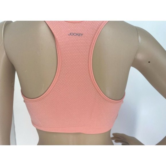 JOCKEY CORAL CROP TOP SPORT BRA SCOOP NECK RACER BACK TANK TOP SIZE: L - Picture 2 of 3